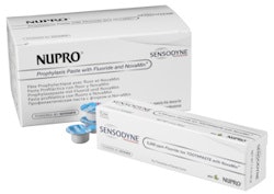 Nupro Sensodyne prophylaxis paste with fluoride and NovaMin, and Sensodyne 5,000 ppm fluoride ion toothpaste with NovaMin.