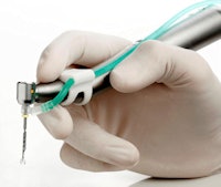 The SAF file with its irrigation tube attached to a KaVo handpiece.