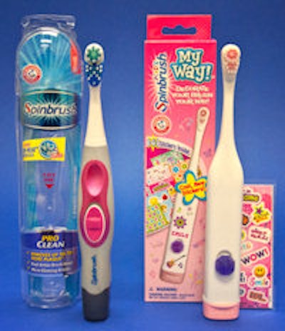 The FDA has issued a warning to consumers that the battery-powered Arm & Hammer Spinbrush can break during use and cause serious injuries. Image courtesy of the FDA.