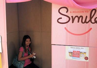 During the Reason to Smile event in Los Angeles, ice cream fans were encouraged to take their photo in the Slow Churned photo booth. For every 'ice cream smile' photo uploaded to Dreyer's Facebook page, $5 will be donated to Operation Smile.