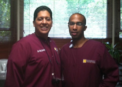 Dr. Raj Upadya (left) and his new dental assistant, Jason Ware. Image courtesy of Jason Ware.