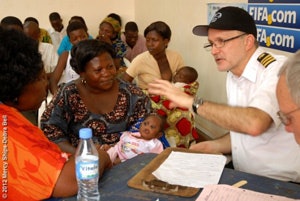 Dr. Parker screening patients aboard the ship. All images courtesy of Mercy Ships.