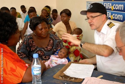 Dr. Parker screening patients aboard the ship. All images courtesy of Mercy Ships.