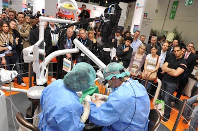 At IDS, some companies build complete dental surgical suites and patients are treated right on the convention floor in the company booth.