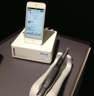 An iPod touch to control an electric handpiece by Bien-Air Dental.