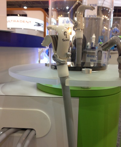 The Isovac dental isolation adapter unsnaps so the evacuation lines can be cleaned.