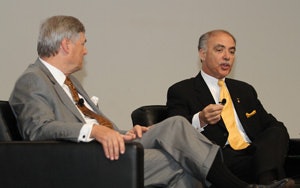 ADA president-elect Dr. Charles Norman III (left) and President Dr. Robert Faiella (right) during a town hall meeting at ADA 2013. Image courtesy of EZ Event Photography. © 2013 American Dental Association.