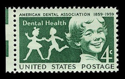 This stamp was issued in 1959 during the centennial meeting of the American Dental Association. Image courtesy of the National Postal Museum.