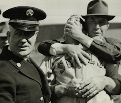 In August 1939, baseball catcher Joe Sprinz's attempted to set the world record for catching a baseball dropped from the highest height ever -- 800 feet.
