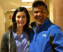 Lisa DeLucia, DDS, an assistant professor in the department of dentistry at the University of Rochester Medical Center School of Medicine and Dentistry, with Special Olympics athlete Mike Traver. All images courtesy of Eastman Institute for Oral Health, University of Rochester Medical Center.