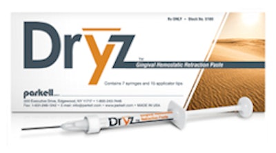 Dryz gingival hemostatic retraction paste. Image courtesy of Parkell.