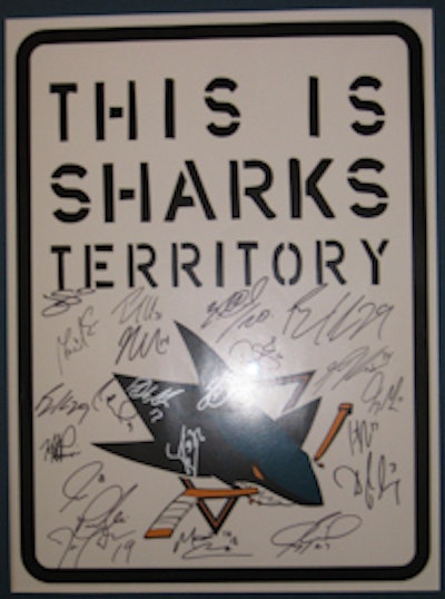 San Jose Sharks poster signed by players.