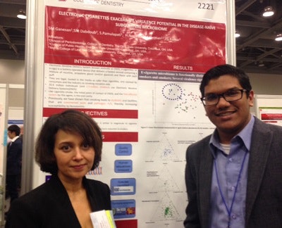 Sukirth Ganesan and Dr. Purnima Kumar present their research on e-cigarettes at IADR 2017.