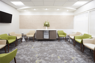 A waiting room should be welcoming for all patients. All images courtesy of Apex Design Build.