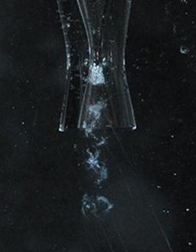 The researchers used a specific type of nozzle to create the cavitation bubbles that removed the plaque. Image courtesy of Hitoshi Soyama, PhD.