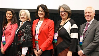 Panelists from left to right: Poonam Jain, BDS, MPH; Julie Janssen, RDH; Sharon Clough, RDH; Elissa Bassler; and Charles LeHew, PhD.