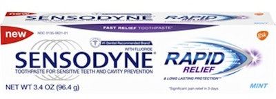 Sensodyne Rapid Relief toothpaste. Image courtesy of GSK Consumer Healthcare.