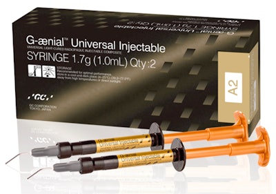 The GC G-ænial Universal Injectable material. Image courtesy of GC America.