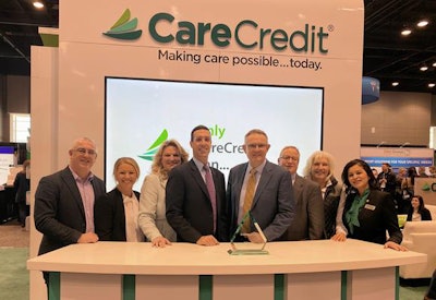 Accepting the award was (from left to right) Shirley Misiak, CareCredit's vice president of strategic dental partners; Bete Johnson, CareCredit's senior vice president of alliances; Kirk Sweigard, CareCredit's vice president of strategic partners and associations; Rhett Burnham, Henry Schein One's vice president of product management; Kevin Bunker, Henry Schein One president; Dayna Johnson, Henry Schein One key opinion leader; and Angela Martinez, CareCredit's vice president of strategic associations and dental health policy.