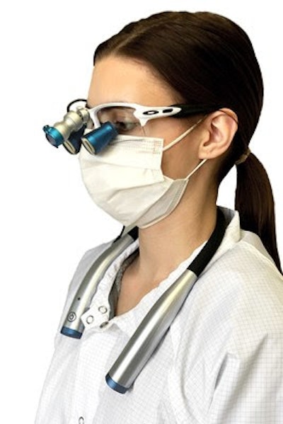 Enova loupes with the Axis LED light and Activ battery system. Image courtesy of Enova.
