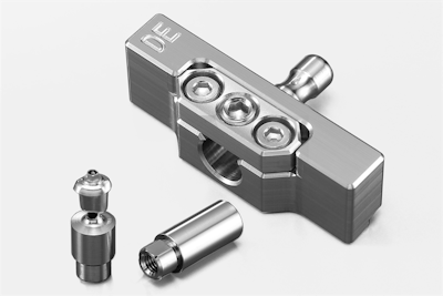 DGShape's AK-1 abutment kit with the new DESS material attachment adapter. Image courtesy of Roland DGA.