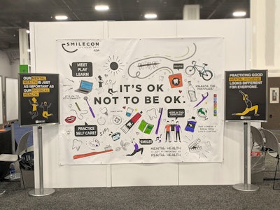 The exhibit hall floor, dubbed Dental Central, featured interactive experiences, including this paint-by-number poster by mental health organization Hope for The Day.