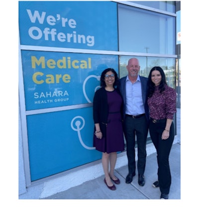 Sahara Health Group owner Dr. Elena Garcia, PDS Founder and CEO Steve Thorne, and nurse practitioner Carolina Salaberrios. Image courtesy of PDS.