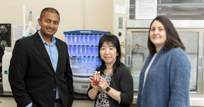 NJIT's Vivek Kumar (left) and Emi Shimizu and Carla Cugini of the Rutgers School of Dental Medicine are developing an alternative remedy to conventional root canals. Image courtesy of NJIT.