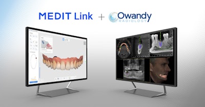 Owandy Radiology QuickVision 3D implant planning software and the Medit Link dental platform. Image courtesy of Owandy Radiology.
