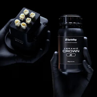 SprintRay's resin for 3D printing, Ceramic Crown. Image courtesy of SprintRay.