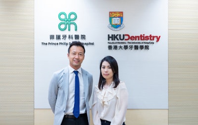 HKU Dentistry oral and maxillofacial surgery researchers Dr. Mike Leung (left) and Natalie Wong, doctoral candidate.
