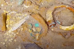 A Megalodon tooth necklace from the RMS Titanic wreckage was discovered after 111 years. Image courtesy of Magellan.