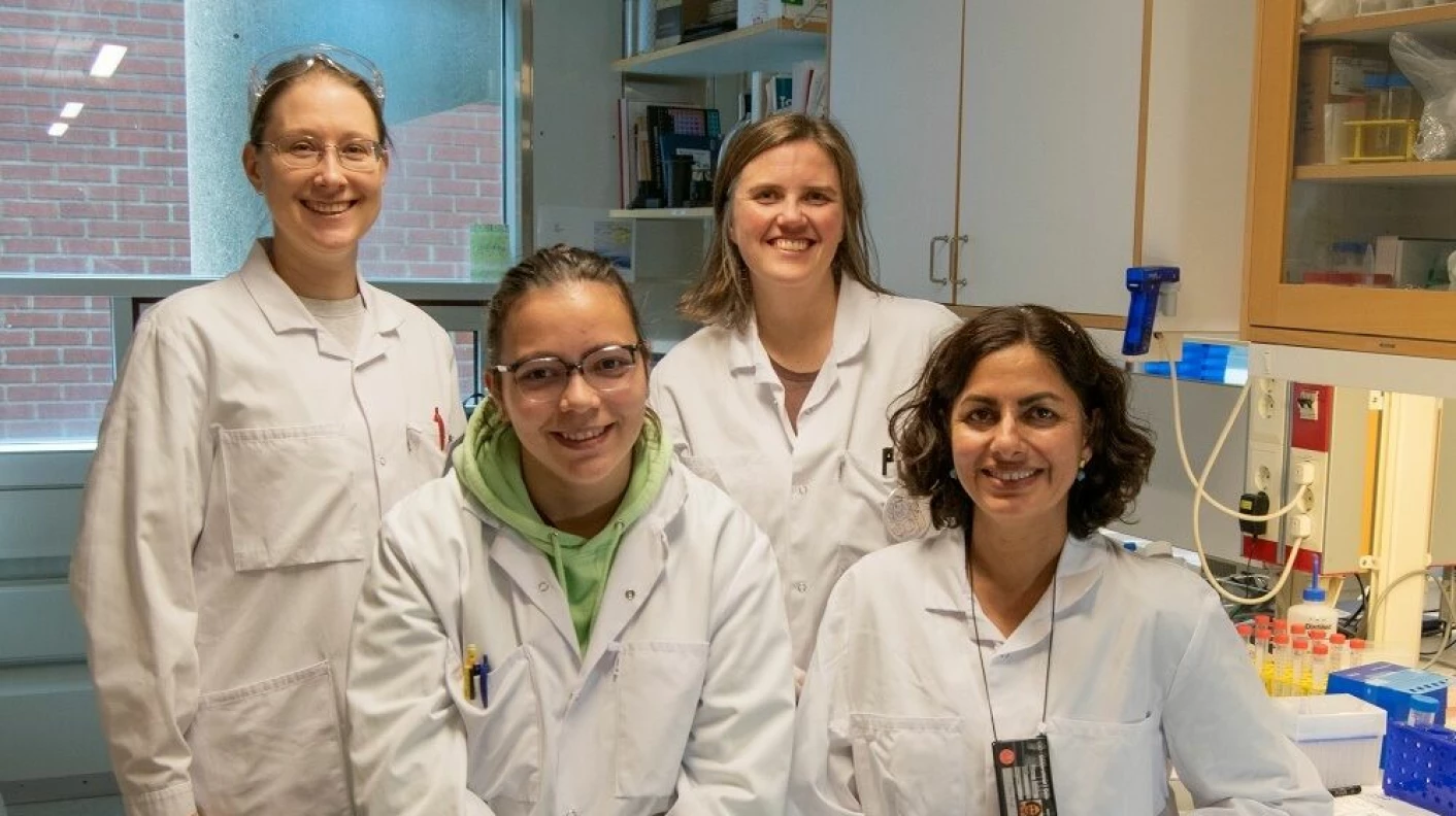 Pictured from left to right are Daria Zaytseva-Zotova, L&eacute;a Lecomte, Hanna Tiainen, and Preet Bano Singh. Image courtesy of the University of Oslo.