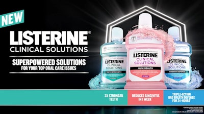 Listerine Clinical solutions mouthwash line. Image courtesy of Kenvue.
