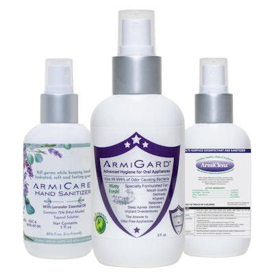 Armis Biopharma's dental infection control products. Image courtesy of Armis Biopharma.