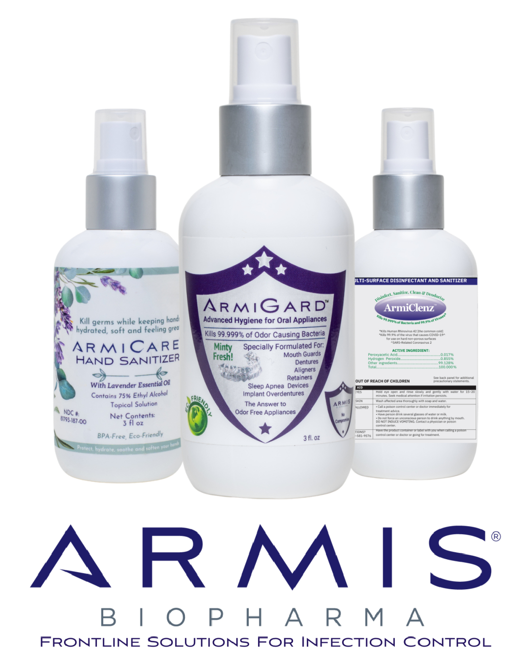 Armis Biopharma's dental infection control products. Image courtesy of Armis Biopharma.