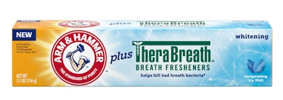 Arm& Hammer Plus TheraBreath toothpaste. Image courtesy of Church & Dwight Co.