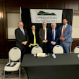 The Vermont State Dental Society (VSDS) and the University of Detroit Mercy (UDM) are partnering to bring the first dental oral health education center to Vermont in 2027. Pictured from left to right: VSDS Executive Director Patrick Gallivan; Rebecca Ellis, state director for Sen. Peter Welch; Dr. Mert Aksu, dean, UDM; Sen. Bernie Sanders; Dr. Justin Hurlburt, VSDS president. Image courtesy of the VSDS and UDM.