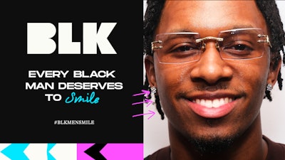 A BLK ad encouraging Black men to smile more. Image courtesy of BLK.