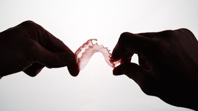 A partial denture made with FP3D resin.