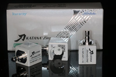 Figure 1: The Katana Zirconia One for Implant block system. All images courtesy of Kuraray America Inc.
