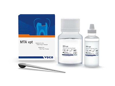 Voco MTA vpt mineral trioxide aggregate (MTA)-based pulp therapy cement.