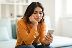 Woman Smartphone Pensive Prostock Studio