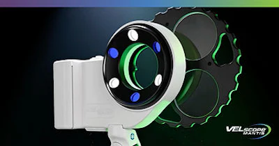 The VELscope Mantis features an LED ring and a filter wheel behind its three visualization modes.