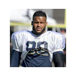 Los Angeles Rams defensive tackle, Aaron Donald, participating in a joint practice with the Oakland Raiders during the 2019 training camp.