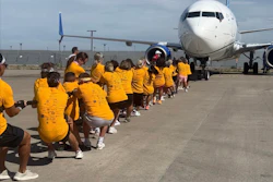 PDS Health team members recently pulled a United plane as part of a fundraising event at Denver International Airport.