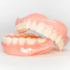 Set of dentures, with the upper prosthesis resting on the mandibular prosthesis.